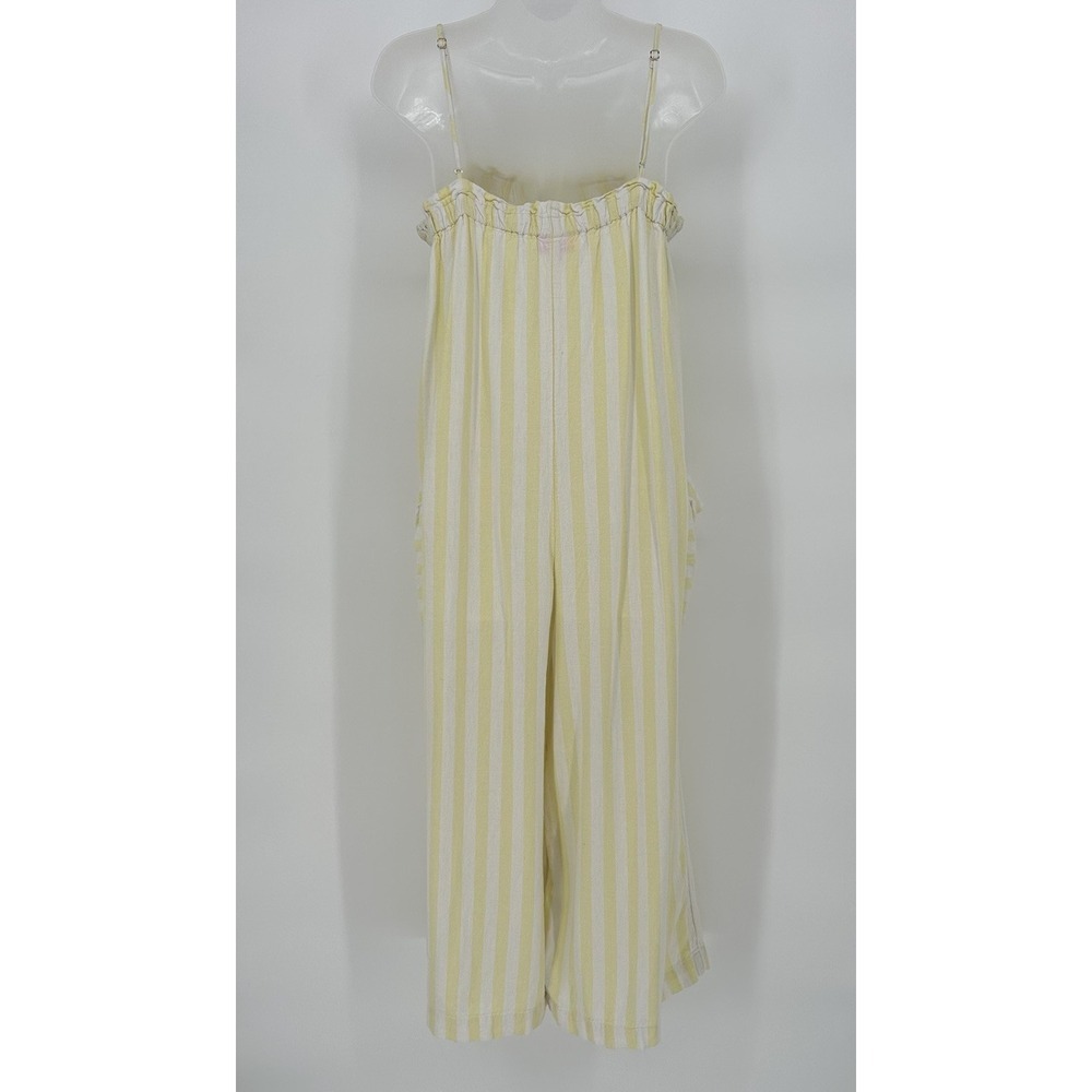 Stoney Clover x Target Jumpsuit XS Romper Yellow Striped Linen Wide Leg - Picture 3 of 9